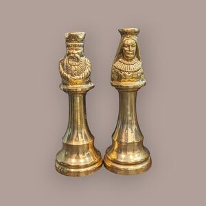 *Rare* Vintage Gold Tone King/Queen Chess Piece Bottle Openers